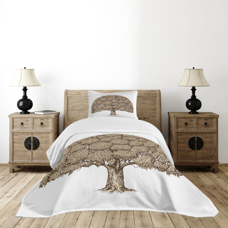 Old Oak Foliage Leaves Bedspread Set