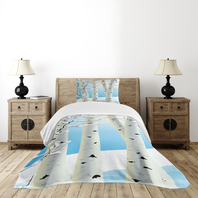 Seasonal Snow Forest Bedspread Set