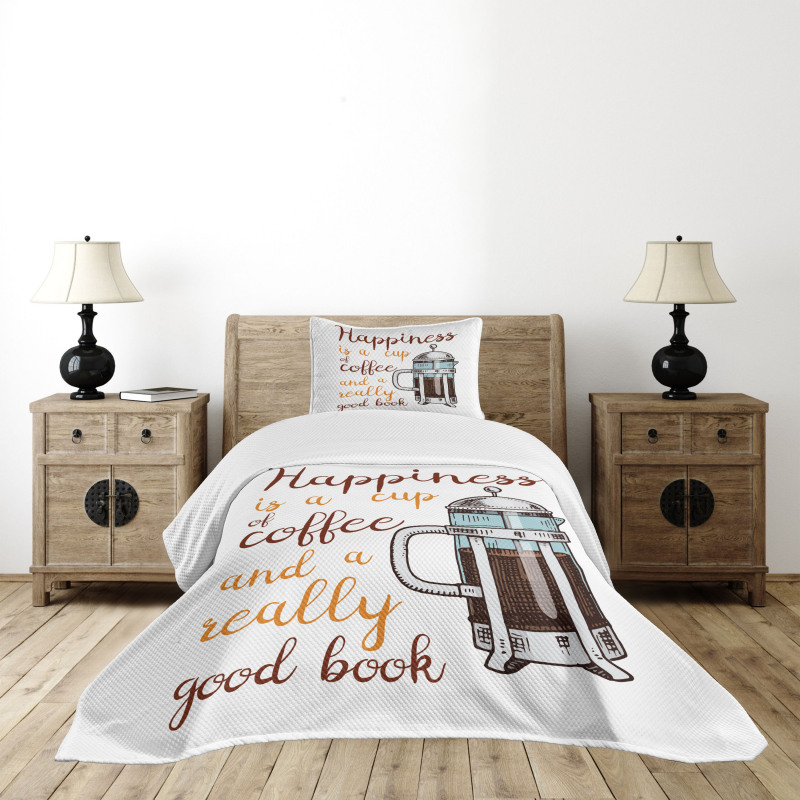 French Press and Words Bedspread Set