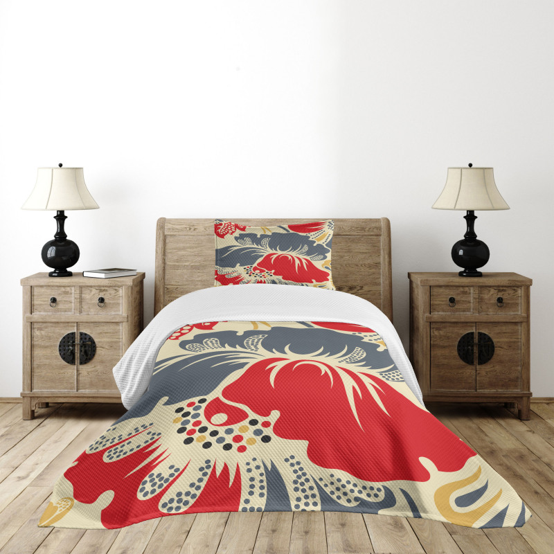 Abstract Chinese Floral Bedspread Set