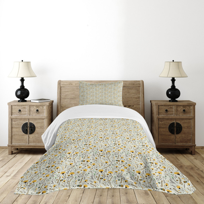 Yellow Spring Flowers Bedspread Set