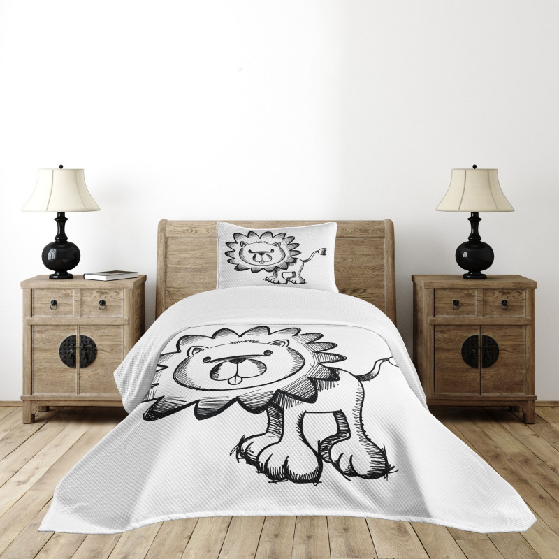 Sketchy Baby Lion Safari Bedspread Set