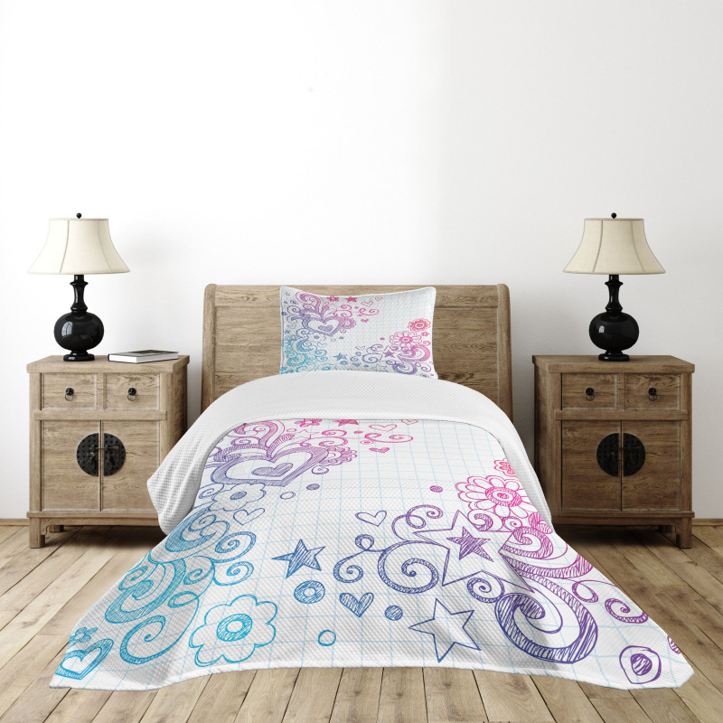 Valentines Day Swirls Bedspread Set