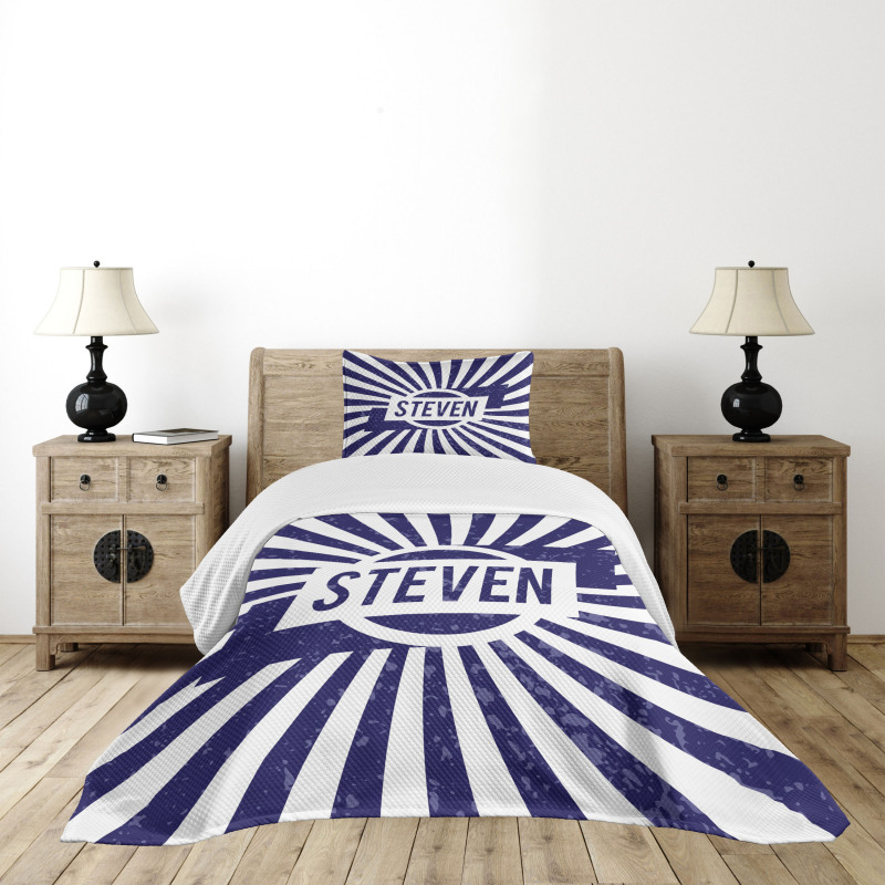 Name in Blue and White Bedspread Set