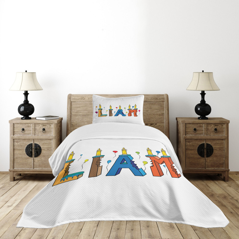 Colorful Letter Cakes Bedspread Set