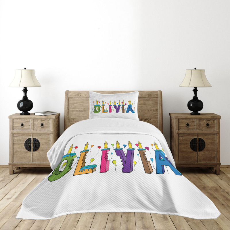 Letter Cake Girl Name Bedspread Set