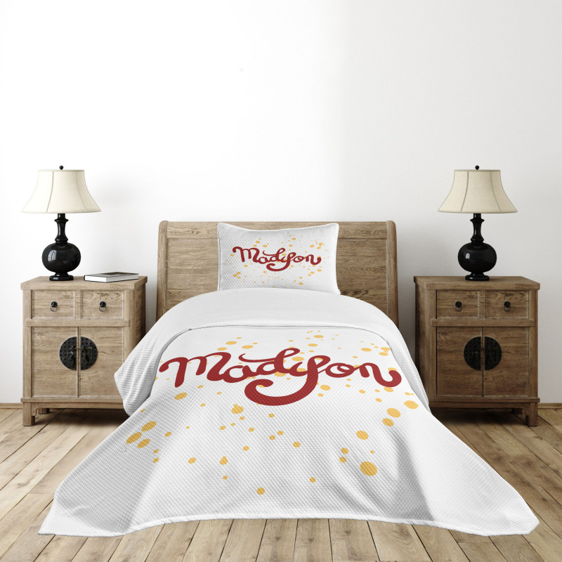 Cursive Alphabet Design Bedspread Set