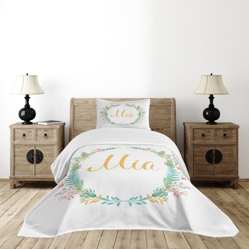 Frame of Flowers Ferns Bedspread Set