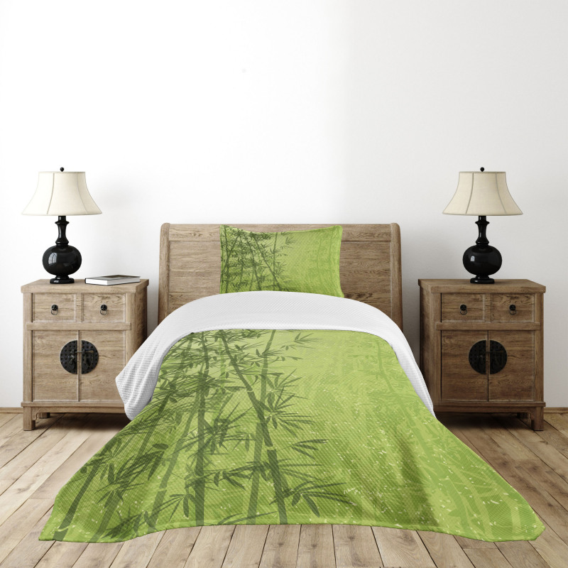 Green Bamboo Growth Bedspread Set