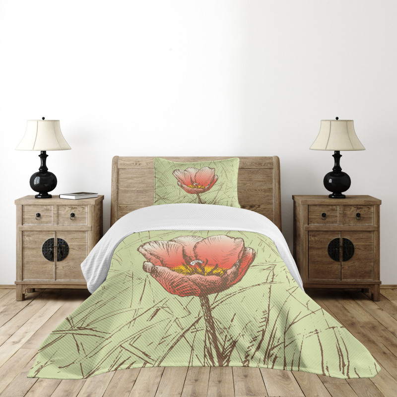 Romantic Flower Sketch Bedspread Set