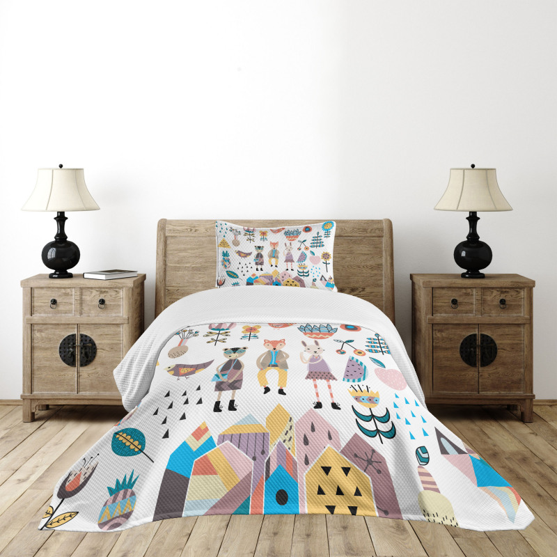 Fox Bunny and Bear Bedspread Set