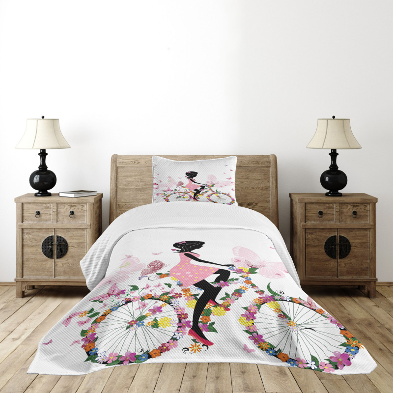 Girl Flower Butterflies Bedspread Set