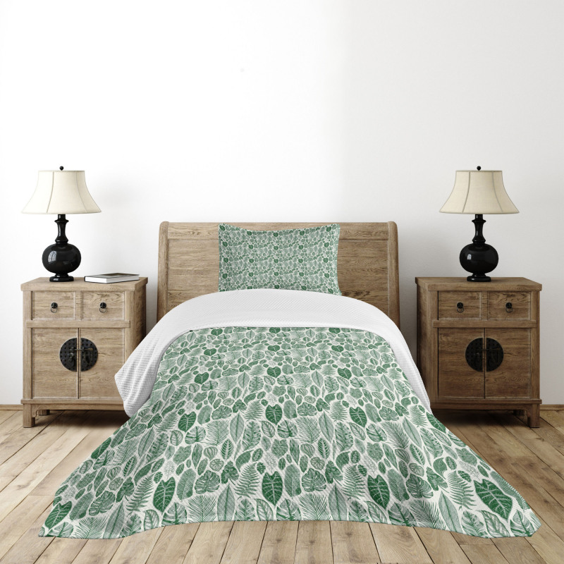 Vintage Exotic Leaves Bedspread Set