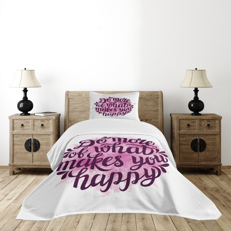 Watercolor Brush Slogan Bedspread Set