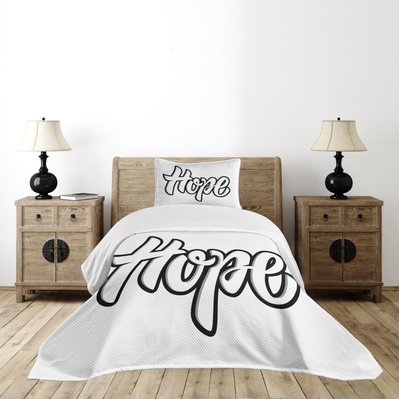 Hand Drawn Uplifting Words Bedspread Set