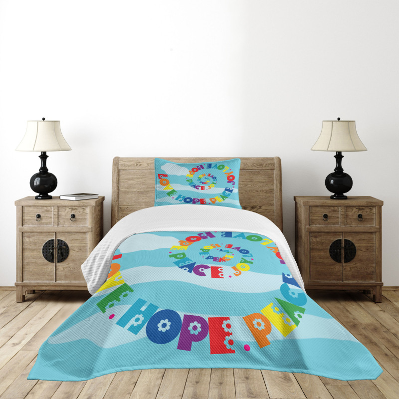 Love Hope Peace Joy Words Bedspread Set