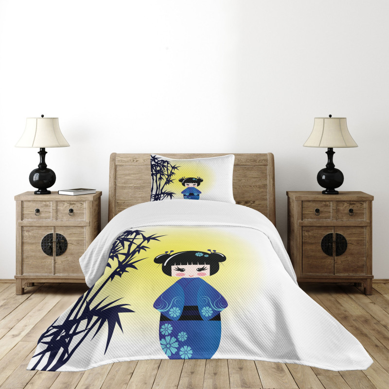 Kokeshi Doll Bamboo Tree Bedspread Set