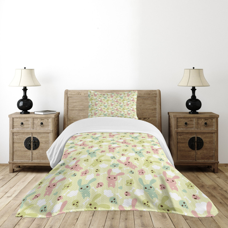 Bunnies Clouds and Bones Bedspread Set