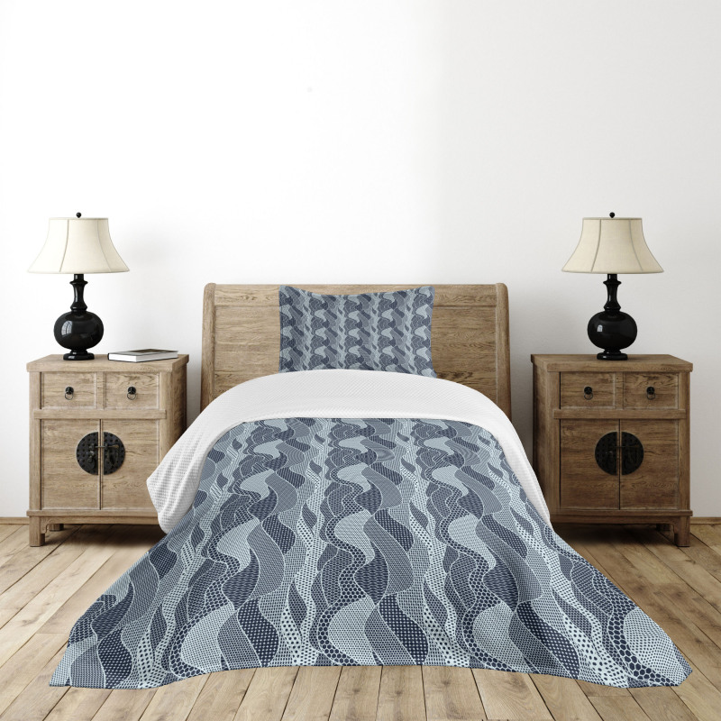 Waves Circles and Dots Bedspread Set