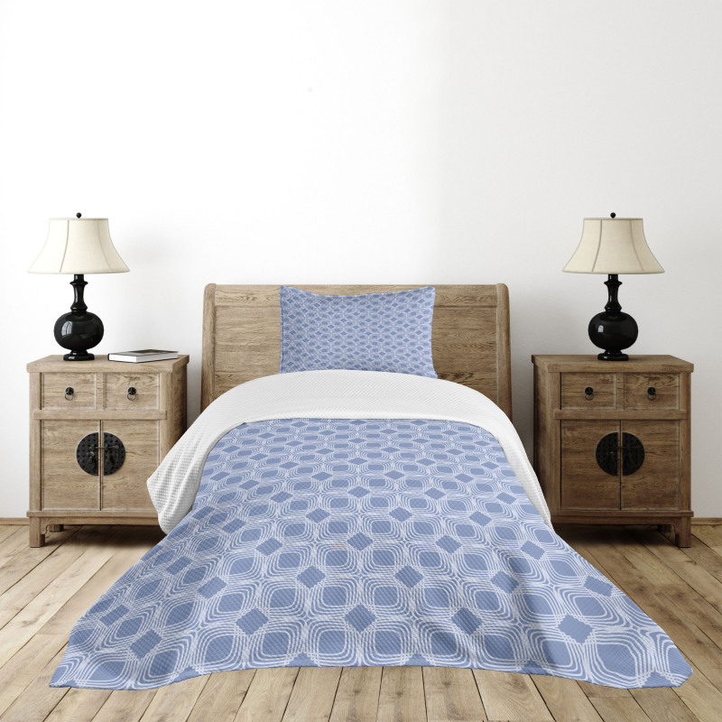 Geometric Squares Design Bedspread Set