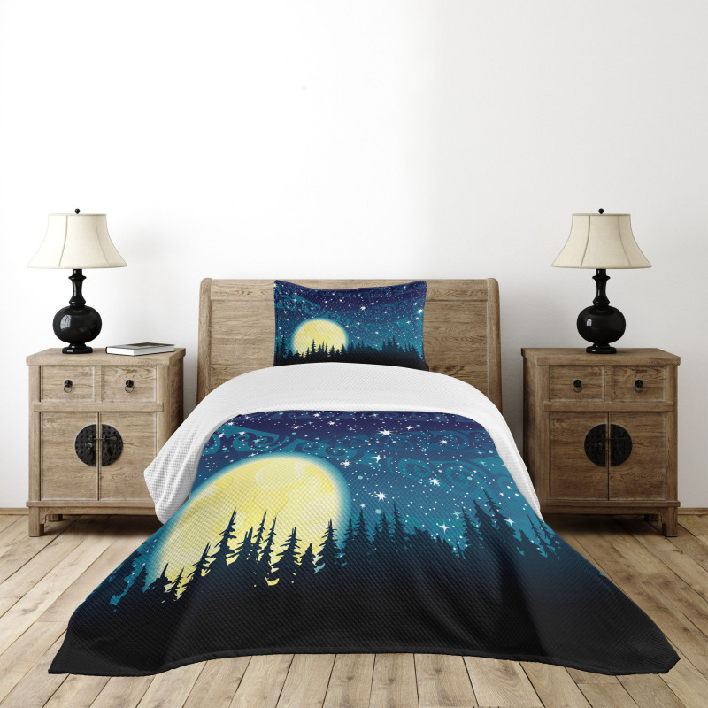 Moon over Forest Bedspread Set