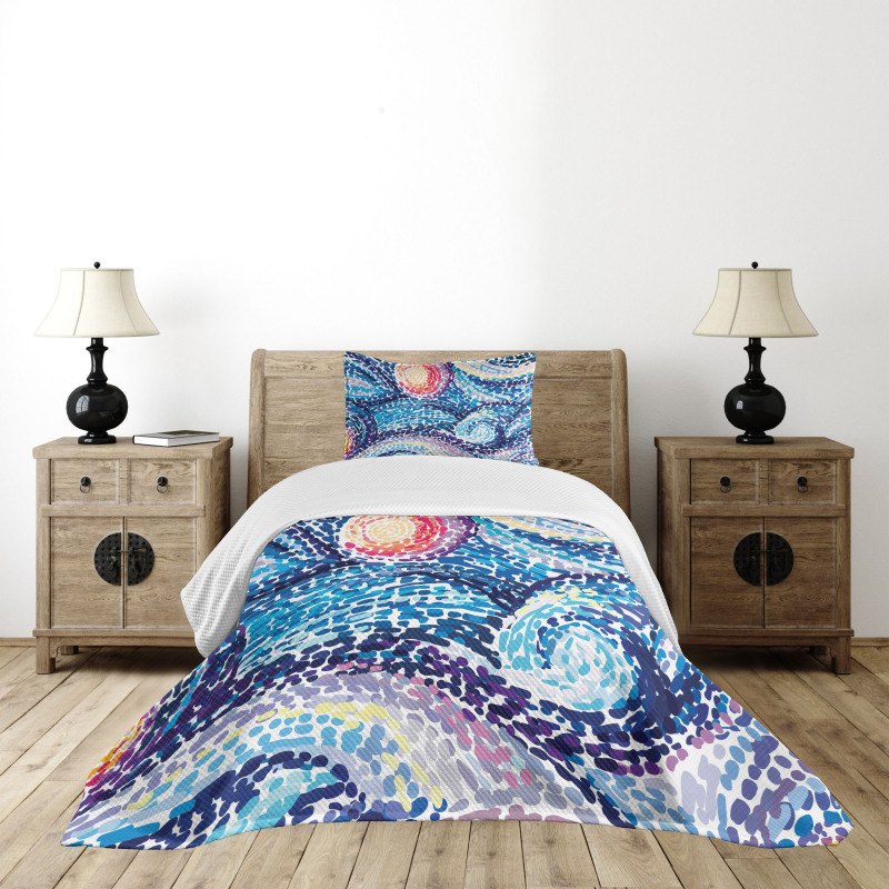 Doodle Wavy Lines Bedspread Set