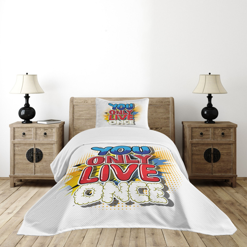 Cartoon Style Life Message Bedspread Set