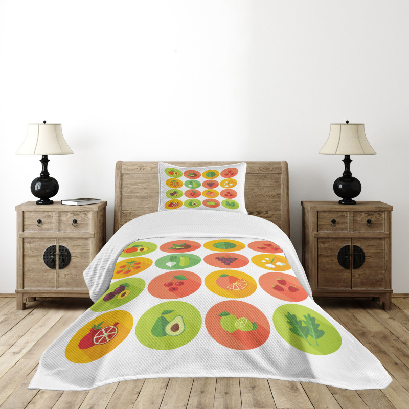 Garlic Grape Kale Plum Bedspread Set