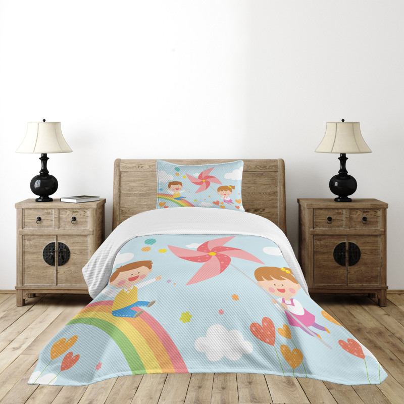 Children on Rainbow Bedspread Set