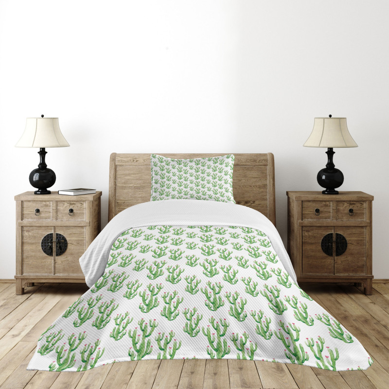Watercolor Cactus Plant Bedspread Set