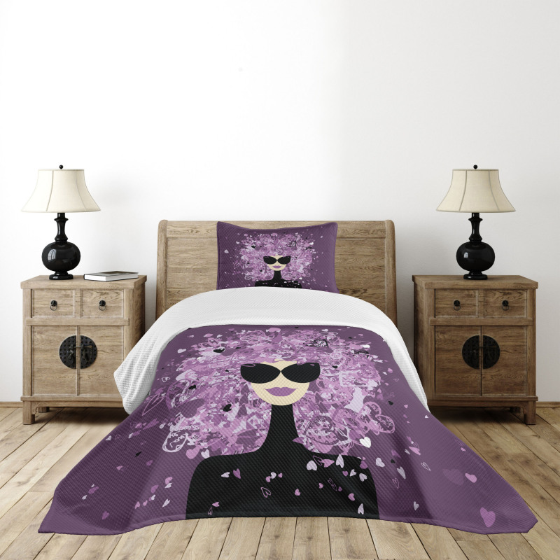 Woman Hearted Hairstyle Bedspread Set