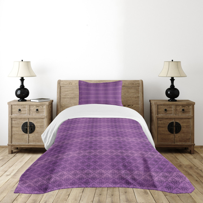 Rococo Damask Purple Bedspread Set