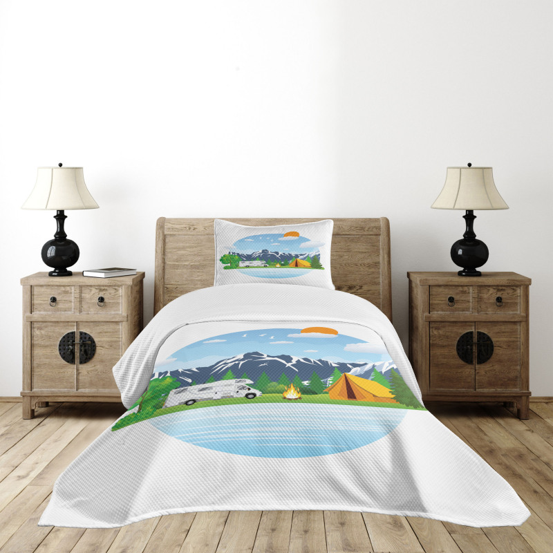 Forest Camping Summer Bedspread Set