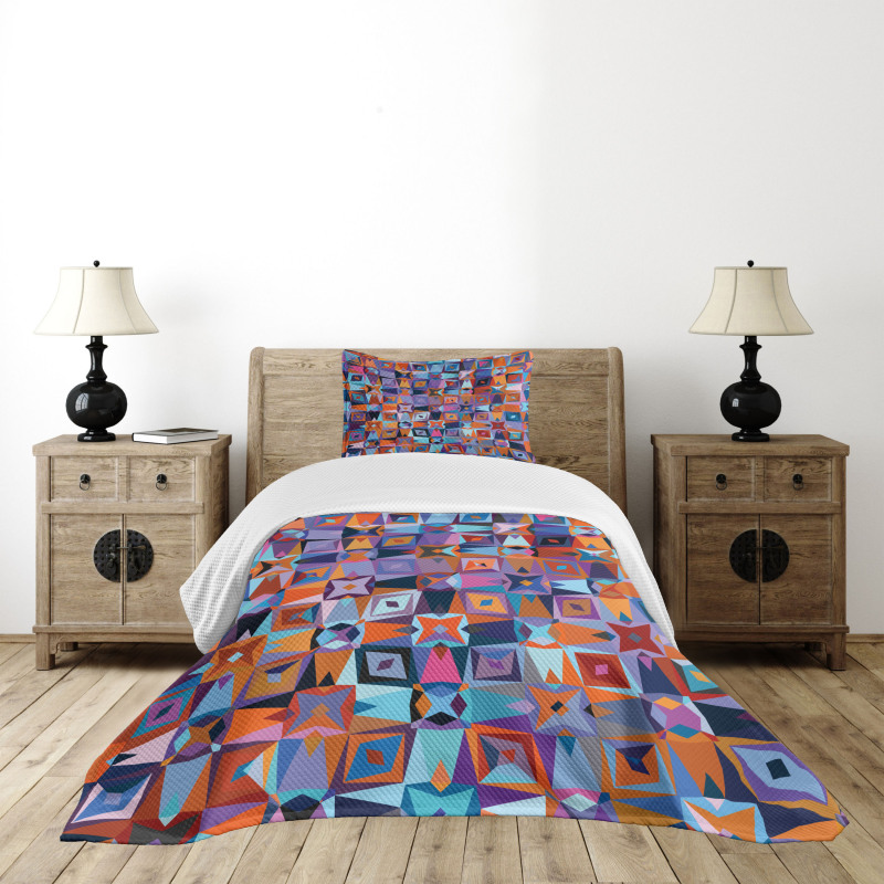 Geometric Tile Bedspread Set