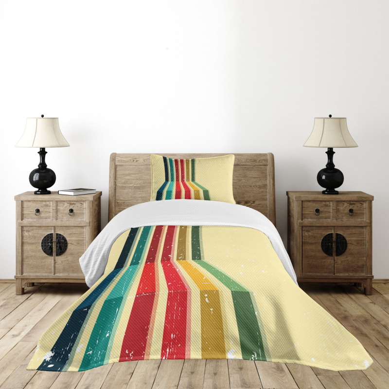 Vintage Colorful Strips Bedspread Set