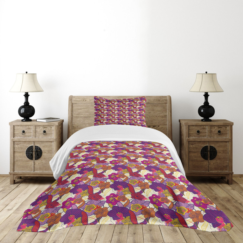 Vibrant Vintage Orchid Bedspread Set