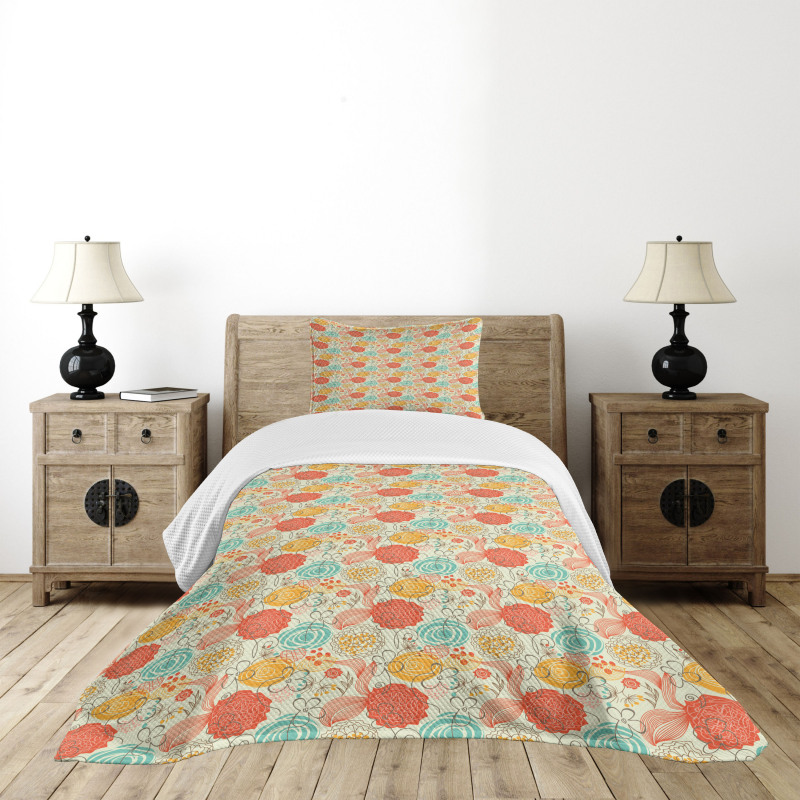 Cheerful Garden Doodle Bedspread Set