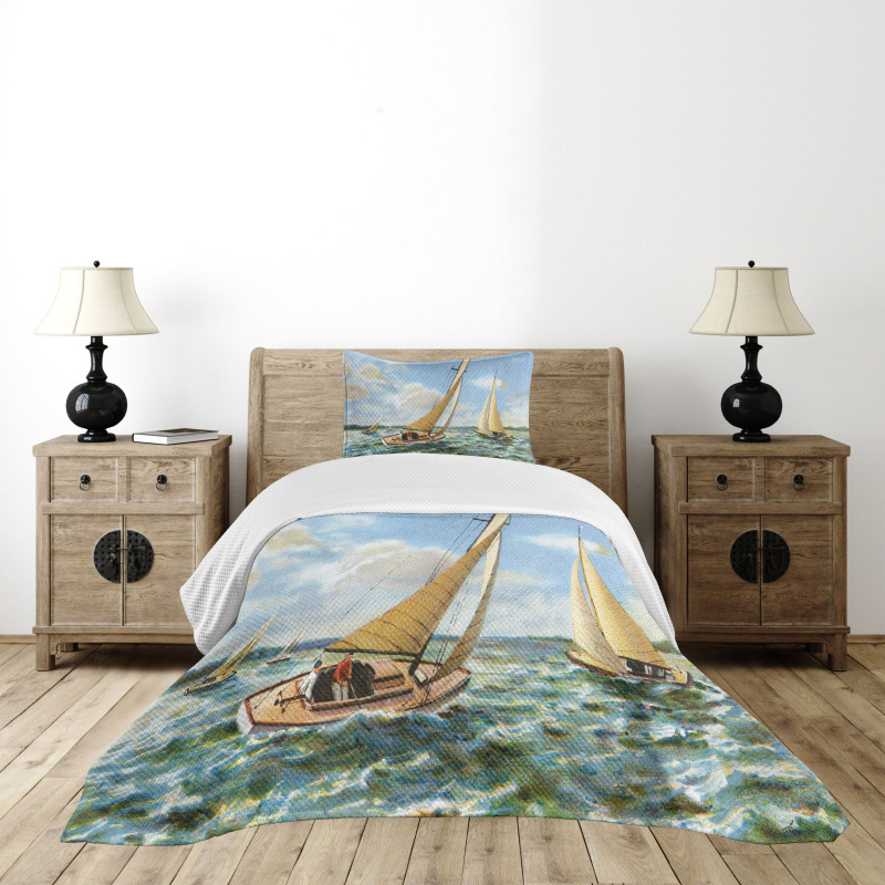 Sailing Wavy Sea Bedspread Set