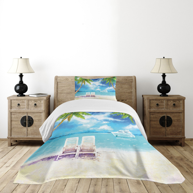 Exotic Beach Palms Bedspread Set