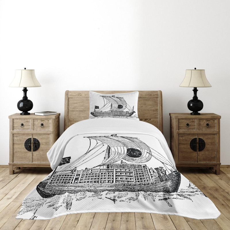 Chinese Sailboat Bedspread Set