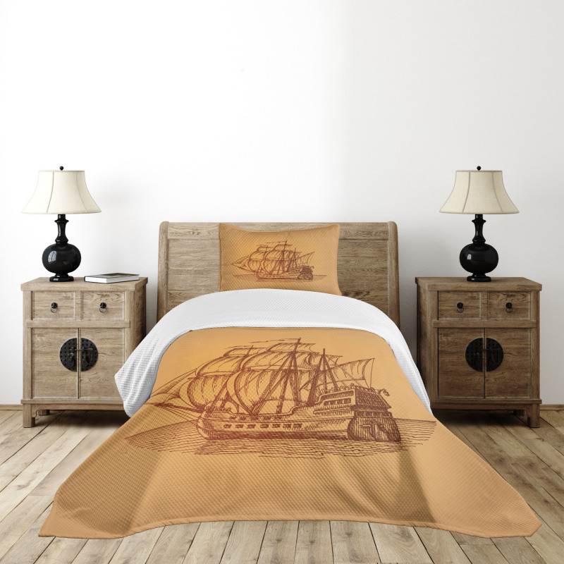 Marine Frigate Art Bedspread Set