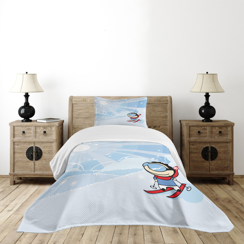 Skiing Boy Sunshine Bedspread Set