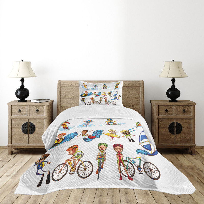 Surfing Cycling Bedspread Set