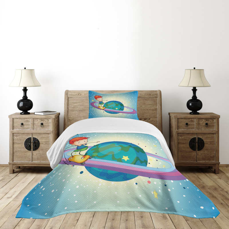 Skating Planet Ring Bedspread Set