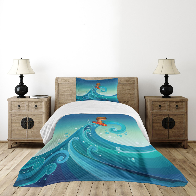 Surfing Baby Waves Bedspread Set