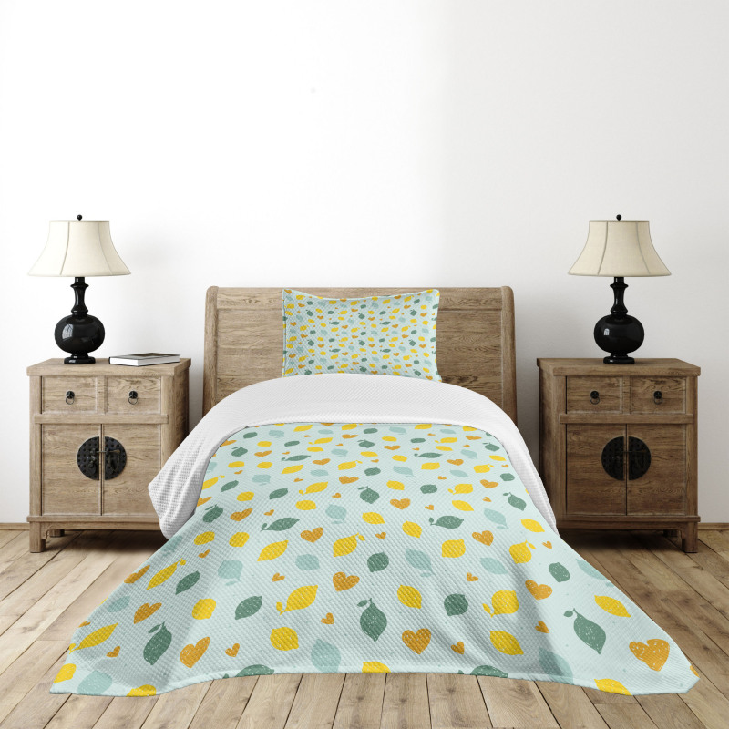 Scribbled Lemon Design Bedspread Set
