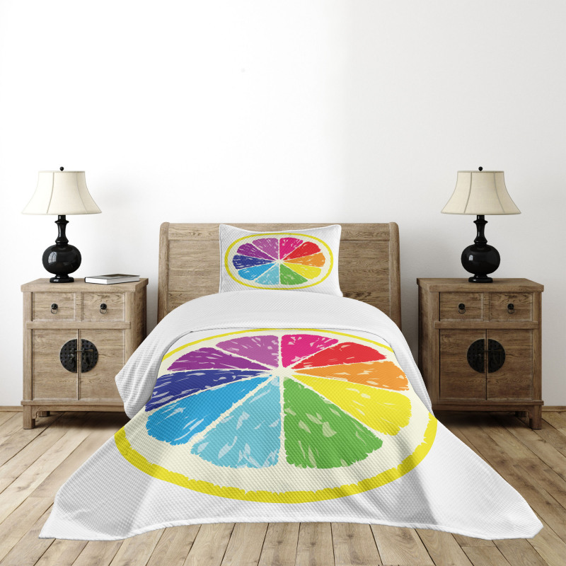 Rainbow Citrus Slice Bedspread Set