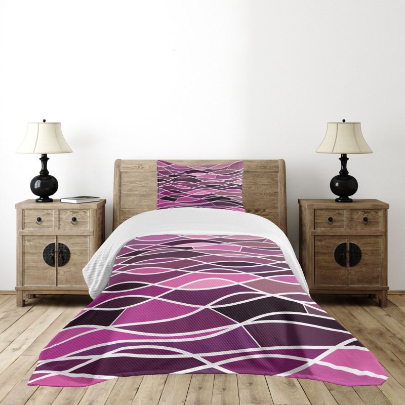 Wavy Stripes and Mosaic Bedspread Set