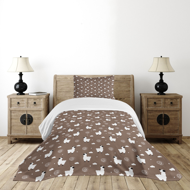 Alpaca Animal Clouds Dots Bedspread Set