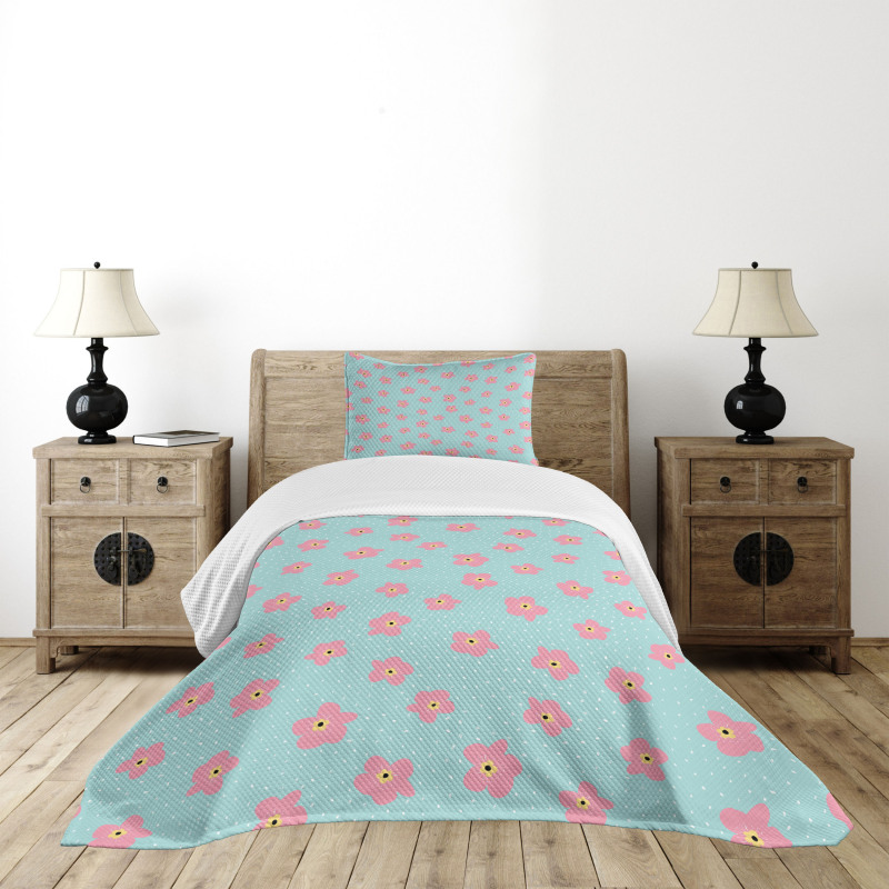 Cherry Blossom Flowers Bedspread Set